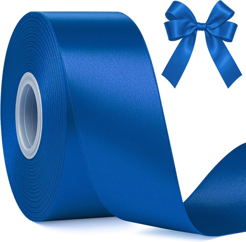 Fullive Ribbon for Gift Wrapping, 1 1/2 Inch 30 Yards Royal Blue Ribbon, Polyester Solid Ribbons for Flower Bouquet for Graduate Wedding Decorations DIY Bows Wrapping Bouquet Floral Arrangements - Image 1